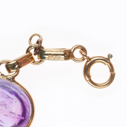 7.2" vintage solid 14k gold multi-stone carved Scarab link bracelet