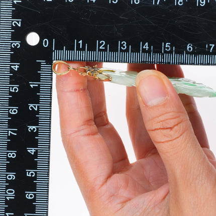 Vintage 14k gold carved moss in snow Jadeite Jade pendant