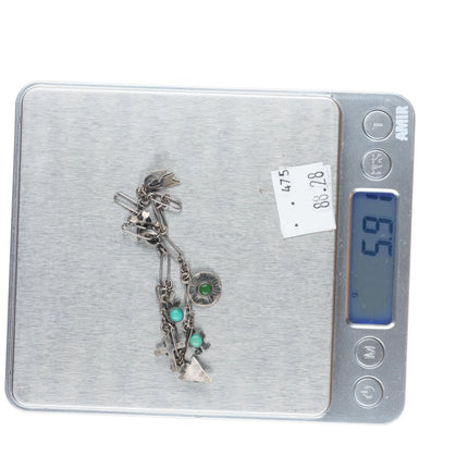 6.25" c1940 Navajo/Fred Harvey Cerillos turquoise sterling silver charm bracelet