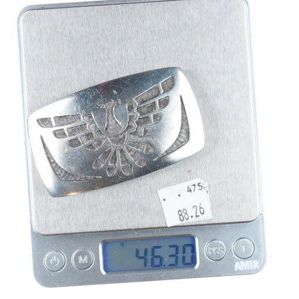 Bernard Dawahoya Hopi overlay eagle belt buckle sterling silver