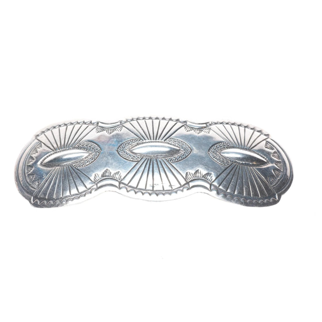 Vintage Navajo sterling silver hand stamped barrette/hair clip
