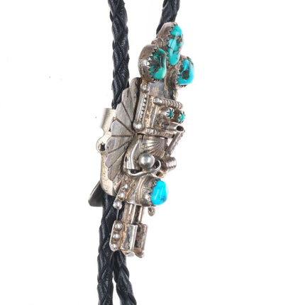c1970 Doris Smallcanyon Navajo sterling silver kachina bolo tie w/turquoise