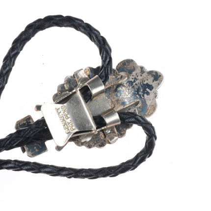 c1970 Doris Smallcanyon Navajo sterling silver kachina bolo tie w/turquoise