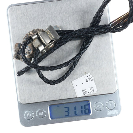 c1970 Doris Smallcanyon Navajo sterling silver kachina bolo tie w/turquoise