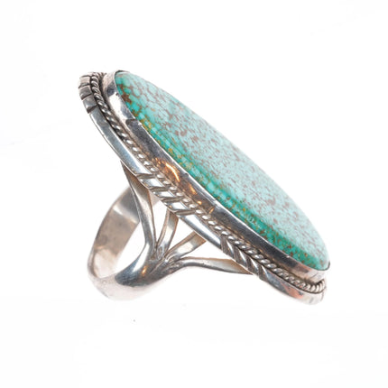 sz11 Vintage Navajo sterling silver red spiderweb turquoise long ring