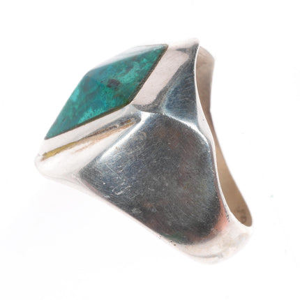 sz10.5 Mexican modernist sterling silver chrysocolla geometric ring