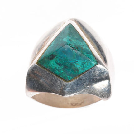 sz10.5 Mexican modernist sterling silver chrysocolla geometric ring