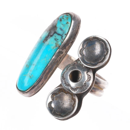 sz7 Terrence Hunt Navajo "Sun Boy" Sterling silver/turquoise modernist ring