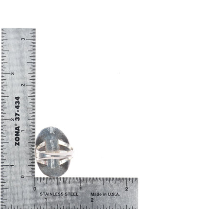 sz8.75 Navajo sterling silver rope bezel ring with nice turquoise