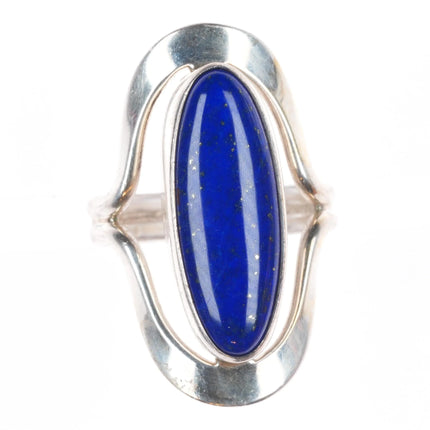 sz9  DDD  Dominique Dinouart Mexican modernist sterling silver lapis ring