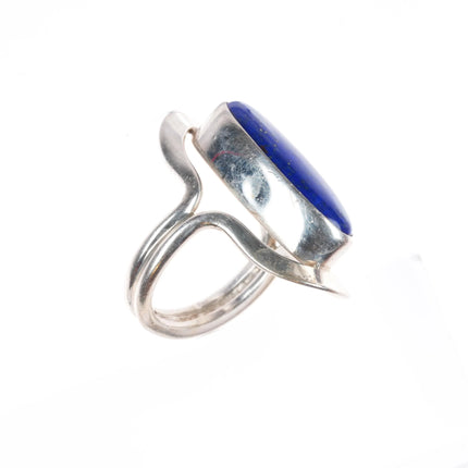 sz9  DDD  Dominique Dinouart Mexican modernist sterling silver lapis ring