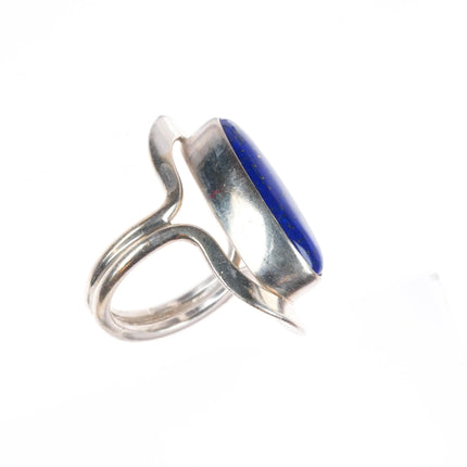 sz9  DDD  Dominique Dinouart Mexican modernist sterling silver lapis ring
