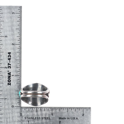 sz9  Vintage Aubrey Smith Navajo sterling silver turquoise cobblestone CZ ring