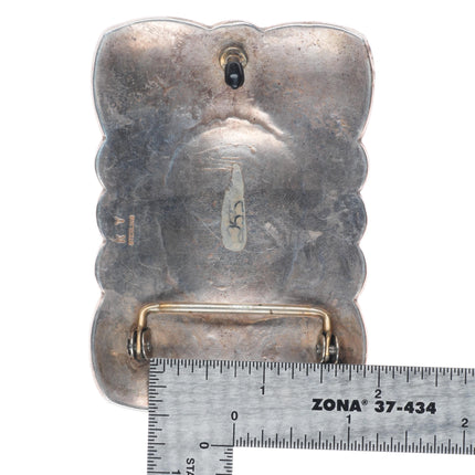 K Yazzie Navajo heavy vintage sterling silver deep stamped belt buckle