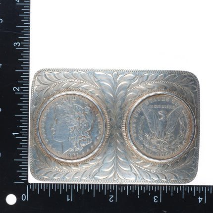Big Vintage Boyd Reno Nevada hand engraved sterling silver dollar belt buckle