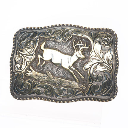 Vintage Sterling silver Eddie Bauer Crumrine gold plated deer belt buckle
