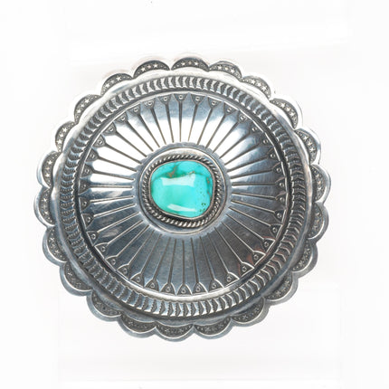 Gary Reeves Navajo intricately stamped sterling silver round box nice turquoise