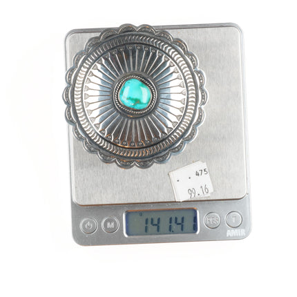 Gary Reeves Navajo intricately stamped sterling silver round box nice turquoise