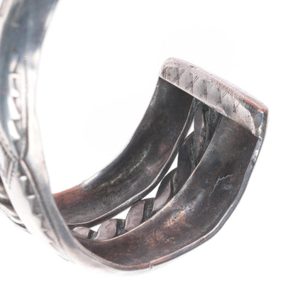 6.5" 40's-50's Navajo sterling silver hand stamped twisted wire cuff bracelet
