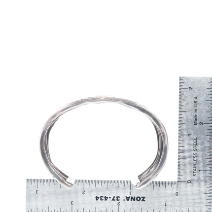6.5" 40's-50's Navajo sterling silver hand stamped twisted wire cuff bracelet