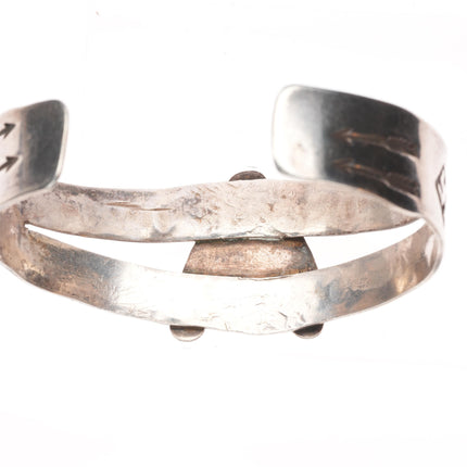 7.1" c1930 Navajo sterling silver Cerrillos turquoise whirling log cuff bracelet