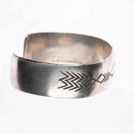 6.7" Vintage Navajo sterling silver hand stamped  sterling silver cuff bracelet