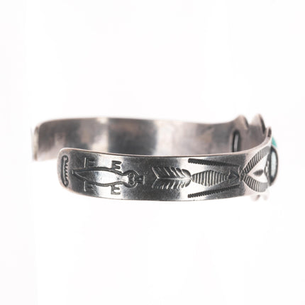 6.25" c1940's Fred Harvey era sterling silver cuff bracelet with turquoise