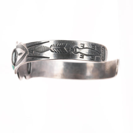 6.25" c1940's Fred Harvey era sterling silver cuff bracelet with turquoise