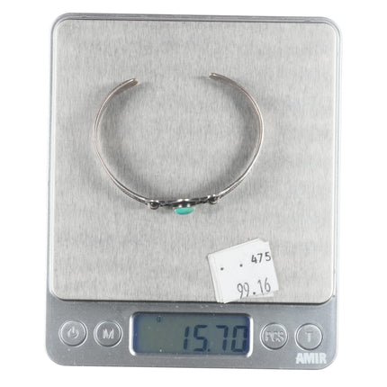 6.25" c1940's Fred Harvey era sterling silver cuff bracelet with turquoise