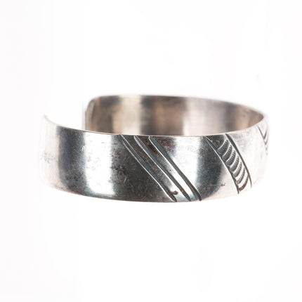 6.35" Vintage Navajo hand stamped sterling silver stacker band cuff bracelet