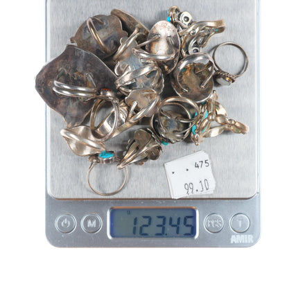 sz5-11 Navajo/Zuni/Southwestern sterling silver turquoise/shell/coral rings lot