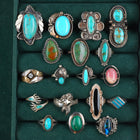 sz3-10 Navajo/Zuni/Southwestern sterling silver turquoise/shell/coral rings lot