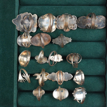 sz3-10 Navajo/Zuni/Southwestern sterling silver turquoise/shell/coral rings lot