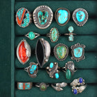 sz4-11 Navajo/Zuni/Southwestern sterling silver turquoise/lapis/coral rings lot