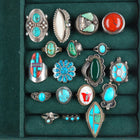 sz4-11 Navajo/Zuni/Southwestern sterling silver turquoise/shell/coral rings lot