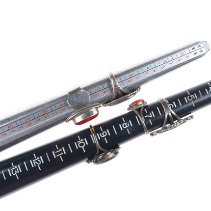 sz4-10 Navajo/Zuni/Southwestern sterling silver turquoise/shell/coral rings lot