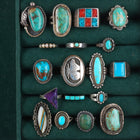 sz4-12 Navajo/Zuni/Southwestern sterling silver turquoise/sugilite rings lot