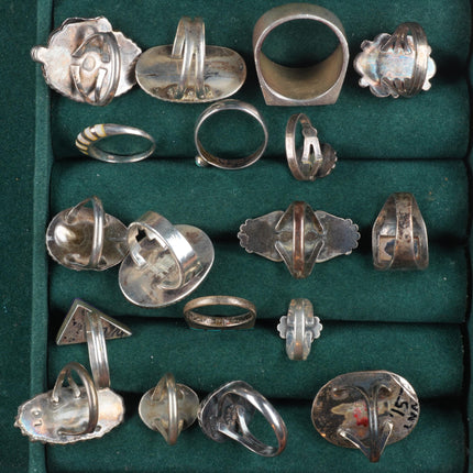 sz4-12 Navajo/Zuni/Southwestern sterling silver turquoise/sugilite rings lot