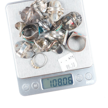 sz4-12 Navajo/Zuni/Southwestern sterling silver turquoise/sugilite rings lot