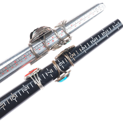 sz4-10 Navajo/Zuni/Southwestern sterling silver turquoise/coral/inlay rings lot