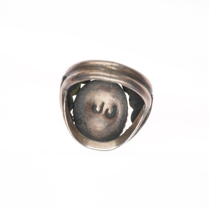 sz8 JJ Vintage Navajo sterling silver ceremonial Kingman turquoise ring