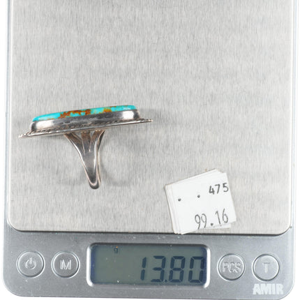 sz7.5 M Begay Navajo vintage sterling silver ling red matrix turquoise ring