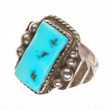 sz9 vintage Justin Morrin Navajo sterling silver Kingman turquoise ring