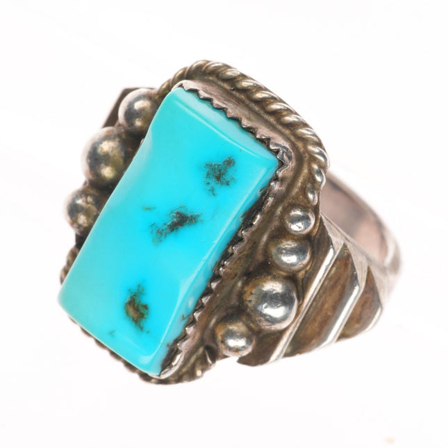sz9 vintage Justin Morrin Navajo sterling silver Kingman turquoise ring