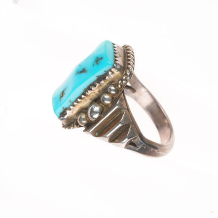 sz9 vintage Justin Morrin Navajo sterling silver Kingman turquoise ring