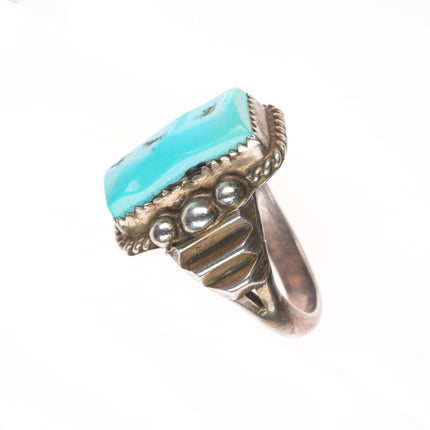 sz9 vintage Justin Morrin Navajo sterling silver Kingman turquoise ring
