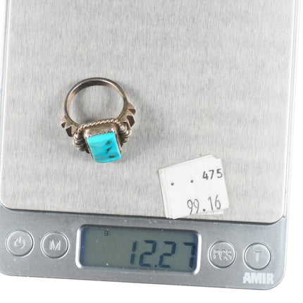 sz9 vintage Justin Morrin Navajo sterling silver Kingman turquoise ring