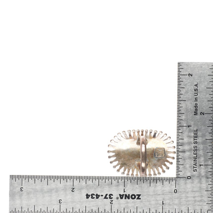 sz7 c1960's Vintage Bonnie Quam Zuni sterling silver needlepoint turquoise ring