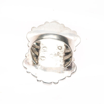 sz9.5 c1940's Ondelacy Zuni Lone Mountain turquoise cluster sterling silver ring