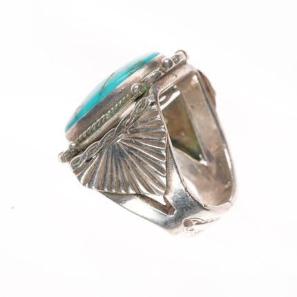 sz10 30's-40's Navajo sterling silver high grade turquoise men's ring